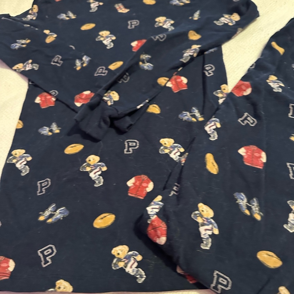 Boys Ralph Lauren football bear pajama set size 12 new without tags. Never worn - Picture 4 of 4